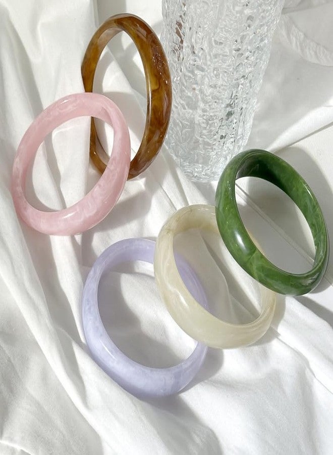 DATOA Geometric Chunky Acrylic Cuff Bangle Bracelet Marbling Colorful Irregular Resin Acetate Wide Wristband Bracelet Statement Jewelry for Women - Green - Image 4